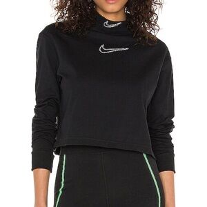 Nike Women's Black Cropped Sweatshirt with Logo